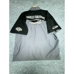 Harley Davidson‎ Mechanic Shirt Mens 2XL Black Racing Screamin' Eagle Button Up